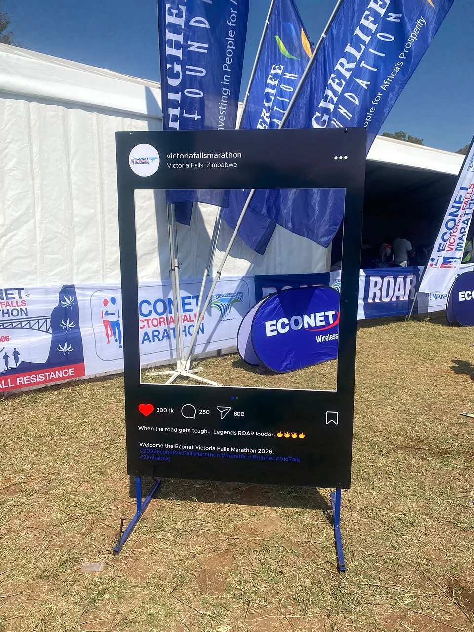 Econet Victoria Falls Marathon social photo frame with flags and perimeter branding