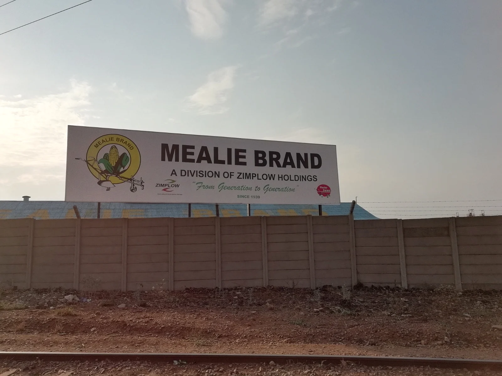 Large Mealie Brand rooftop sign for a division of Zimplow Holdings