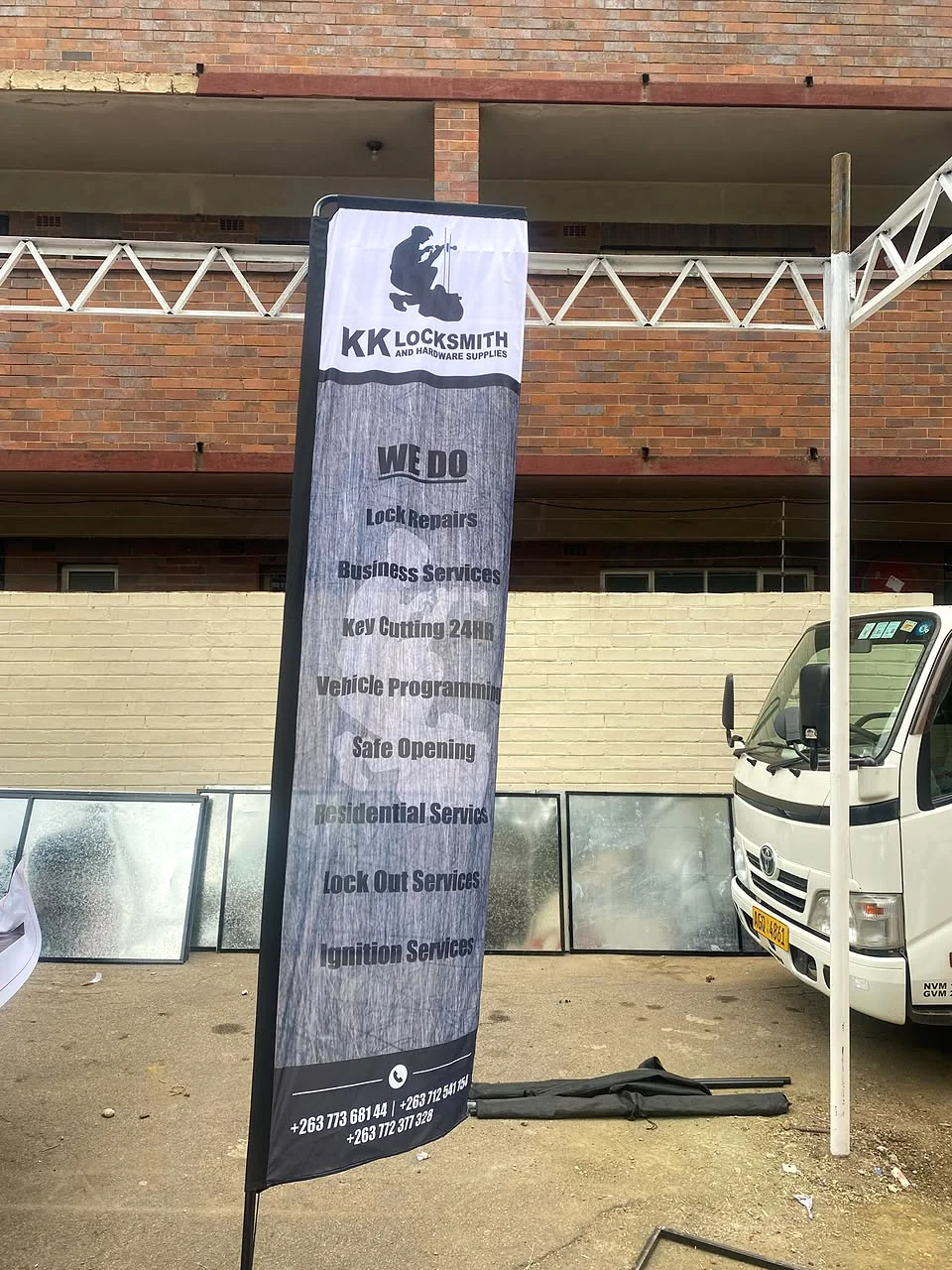 KK Locksmith branded feather display