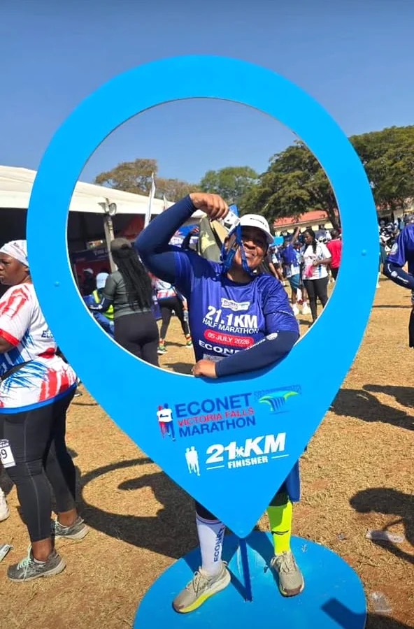 Econet Victoria Falls Marathon 21KM finisher photo frame in use at the event