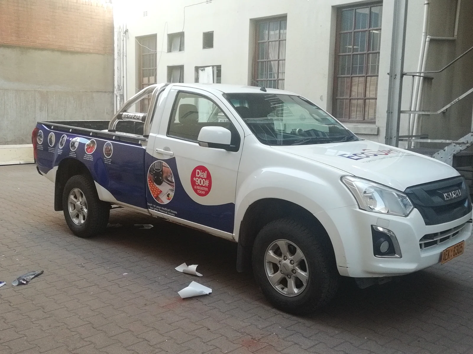 Isuzu pickup with EcoSure side branding